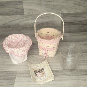 Longaberger Basket 2002 Whitewashed Horizon of Hope Basket Pink Liner 4.5"H